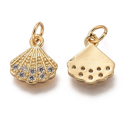 Brass Micro Pave Clear Cubic Zirconia Charms ZIRC-C020-49-1