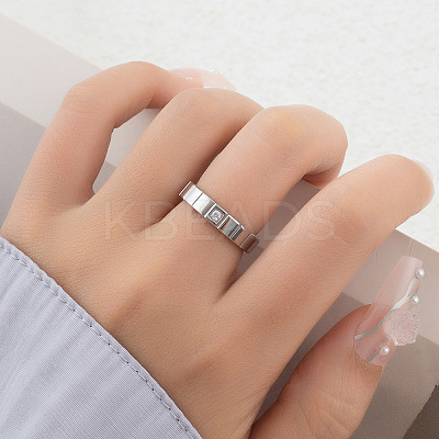 304 Stainless Steel & Cubic Zirconia Finger Rings FS-WG10832-12-1