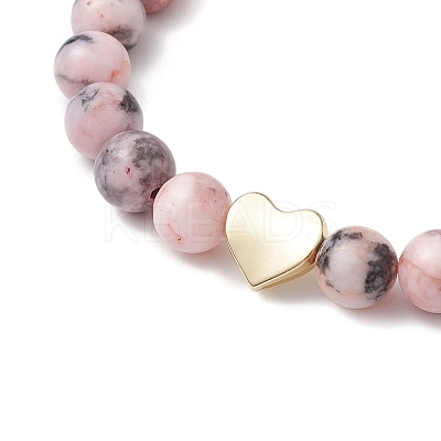 2Pcs Natural Pink Zebra Jasper Beaded Stretch Bracelets BJEW-JB11192-1