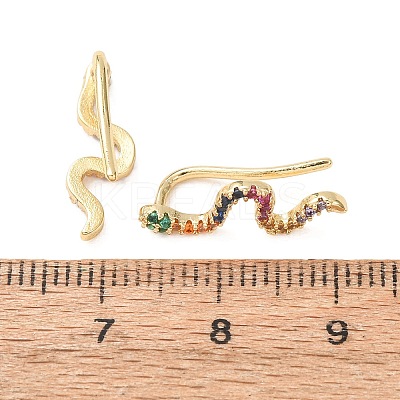 Brass Micro Pave Cubic Zirconia Stud Crawler Earrings KK-CBAA351-16G-02-1