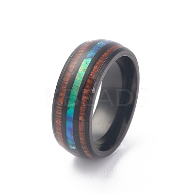 Ion Plating(IP) 304 Stainless Steel Paua Shell Cuff Ring for Women LS-RJEW-M014-01B-E-1