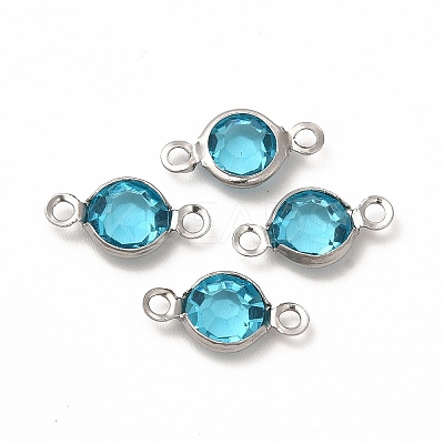 304 Stainless Steel with Glass Connector Charms STAS-G305-08P-06-1