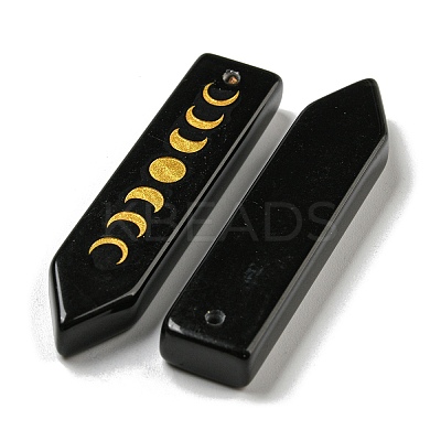 Natural Obsidian Moon Phase Pendants G-C145-01C-1