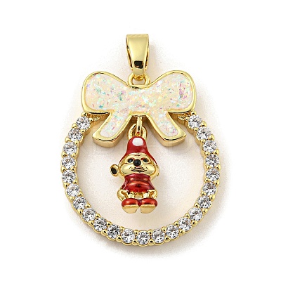 Christmas Brass Micro Pave Cubic Zirconia Pendants KK-H468-01B-01G-1