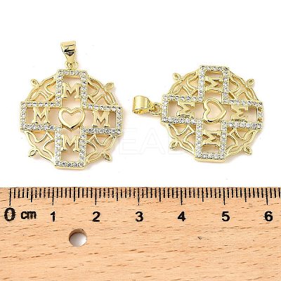 Mother's Day Brass Micro Pave Cubic Zirconia Pendants KK-M324-02L-G-1