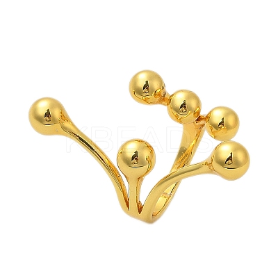 Round Ball Branching 304 Stainless Steel Open Cuff Rings for Women RJEW-Q007-02G-1