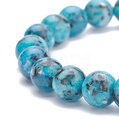 Natural Dyed Sesame Jasper Round Beaded Stretch Bracelet BJEW-JB07906-1