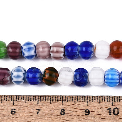 Handmade Millefiori Lampwork Beads Strands LAMP-T022-11A-1