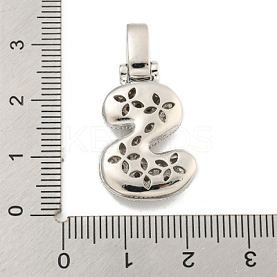 Brass Micro Pave Clear Cubic Zirconia Pendants KK-B099-01P-S-1
