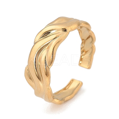 304 Stainless Steel Open Cuff Ring for Women LS-RJEW-M049-01G-08-1