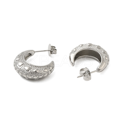 304 Stainless Steel Moon Stud Earrings for Women EJEW-U020-04P-1