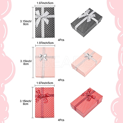 12Pcs 3 Colors Cardboard Paper Jewelry Set Boxes CBOX-FS0001-02-1