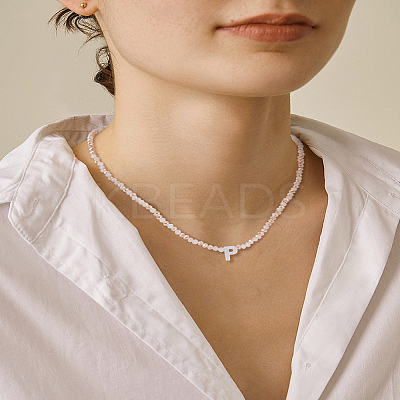 1Pc Glass Rondelle Beaded Necklaces NJEW-LP0007-23P-1