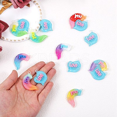 21 Sets 7 Colors Gradient Color Opaque Resin Pendants RESI-SZ0001-90-1