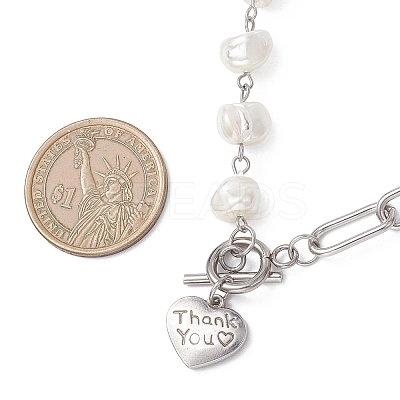 201 Stainless Steel Thank You Heart Pendant Necklaces NJEW-JN05704-1