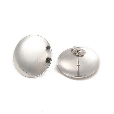 Non-Tarnish 304 Stainless Steel Flat Round Stud Earrings for Women EJEW-I281-06P-1