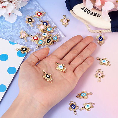 12Pcs 6 Colors Alloy Enamel Connector Rhinestone Settings FIND-TA0004-85-1