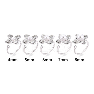 Flower Brass Micro Pave Clear Cubic Zirconia Cuff Ring Settings KK-T076-70P-1