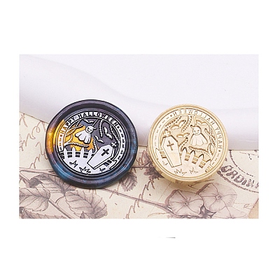 Halloween Series Wax Seal Brass Stamp Heads AJEW-M039-01G-1
