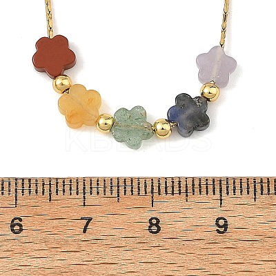 Natural Mixed Gemstone Beaded Pendant 304 Stainless Steel Boston Link Chain Necklaces NJEW-JN06419-03-1