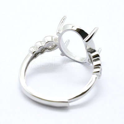 Anti-Tarnish Rhodium Plated 925 Sterling Silver Finger Ring Components STER-G027-04P-1