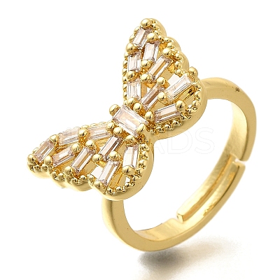 Adjustable Rack Plating Brass Micro Pave Cubic Zirconia Finger Rings for Women RJEW-M028-25G-05-1