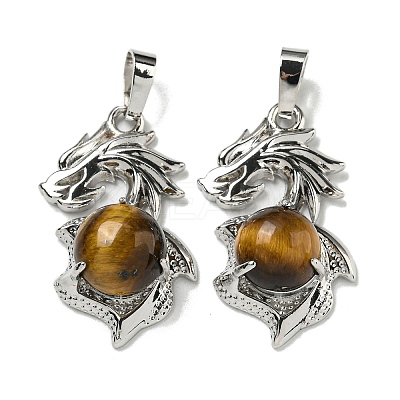 Natural Tiger Eye Pendants G-G111-01P-01-1