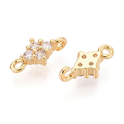 Brass Pave Clear Cubic Zirconia Connector Charms KK-T078-03G-01-1
