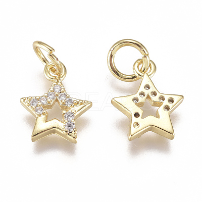 Brass Micro Pave Cubic Zirconia Charms ZIRC-F111-15G-1