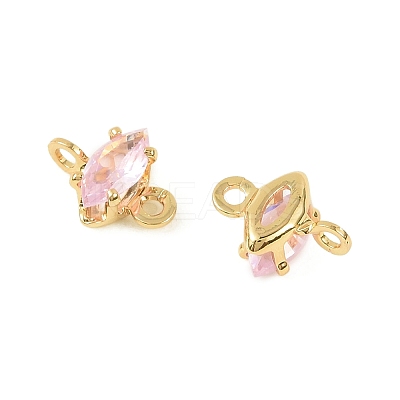 Brass Pave Cubic Zirconia Horse Eye Connector Charms KK-P347-03G-1