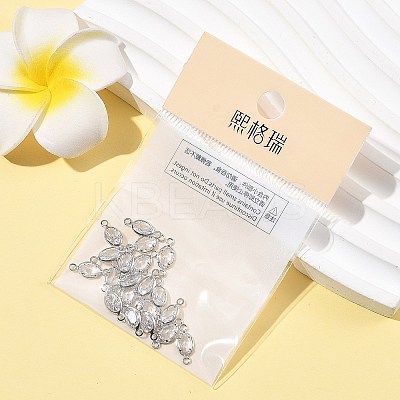 SHEGRACE Brass Pave Cubic Zirconia Oval Connector Charms XGRQ2O400-439A-P-1
