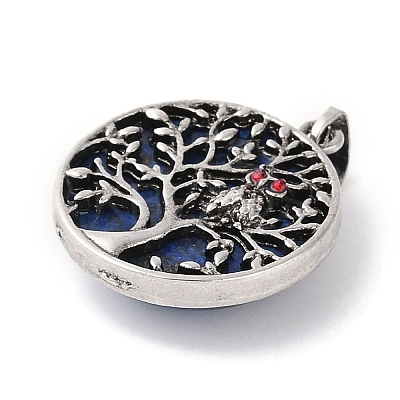 Dyed Natural Lapis Lazuli Tree of Life with Owl Pendants G-L524-15AS-05-1