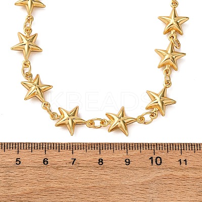 304 Stainless Steel Star Link Chain Necklaces for Women NJEW-G178-13G-1