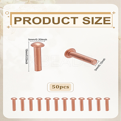 50Pcs Copper Solid Rivet Fasteners KK-LP0004-83B-1