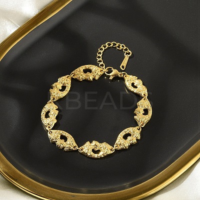 304 Stainless Steel Eye Link Chain Bracelets for Women BJEW-P348-01A-G-1