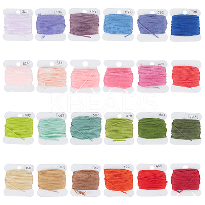 24 Cards 24 Colors 6-Ply Polyester Embroidery Floss OCOR-PH0002-04A-1