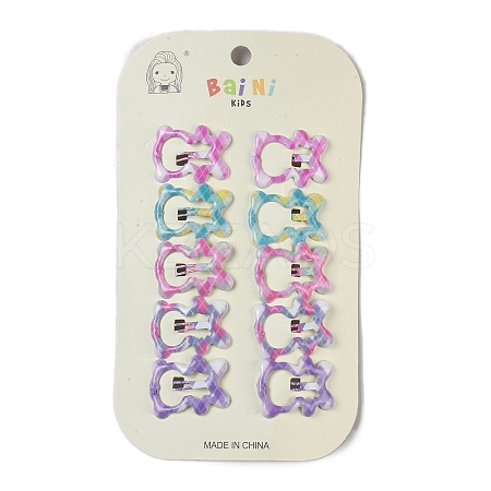 10Pcs 5 Colors Tartan Pattern Epoxy Resin Snap Hair Clip PHAR-P009-01I-1