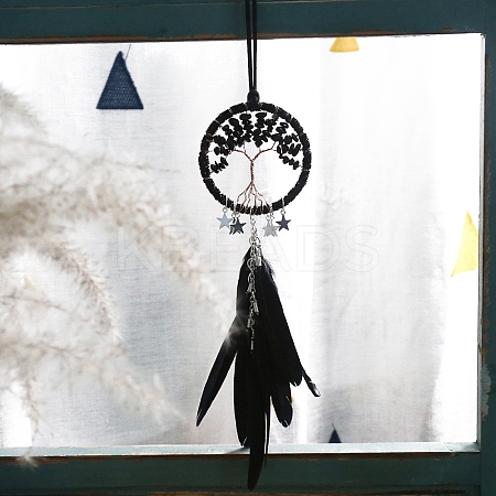 Woven Net/Web with Feather Hanging Ornaments PW-WG2EEA4-03-1