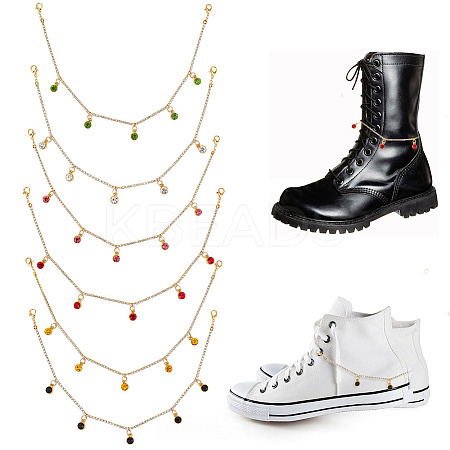 12Pcs 6 Colors Alloy Glass Rhinestone Shoe Chains HJEW-DR00105-1