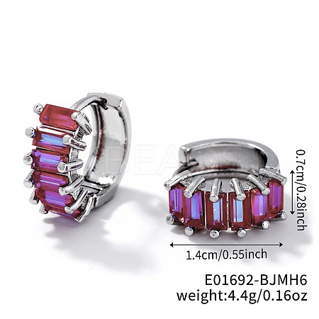 Cute Square Candy Brass Cubic Zirconia Hoop Earrings XX8349-2-1