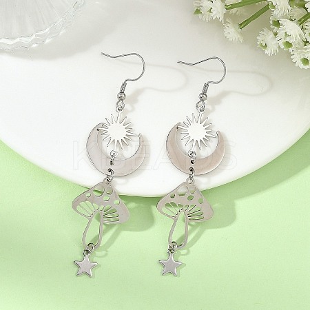 Celestial Brass & 304 Stainless Steel Dangle Drop Earrings for Women EJEW-JE07346-02-1