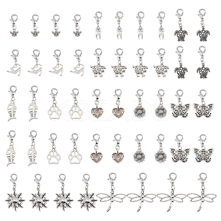 48Pcs 12 Styles Alloy Pendant Decorations HJEW-FH00011-1