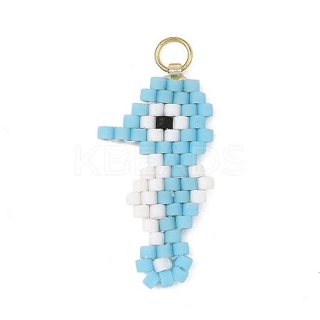 Glass Seed Beaded Pendants PALLOY-MZ01420-01-1