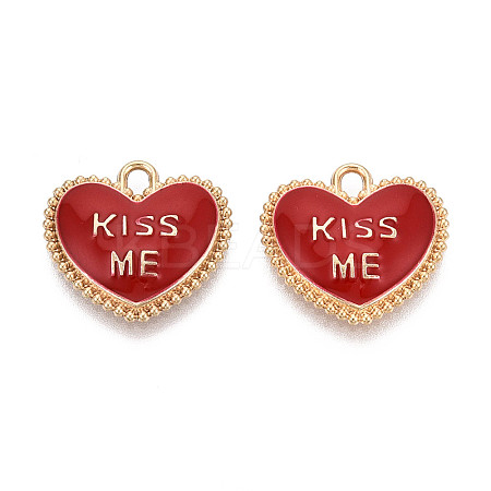 Valentine's Day Alloy Enamel Pendants ENAM-T024-16A-G-1