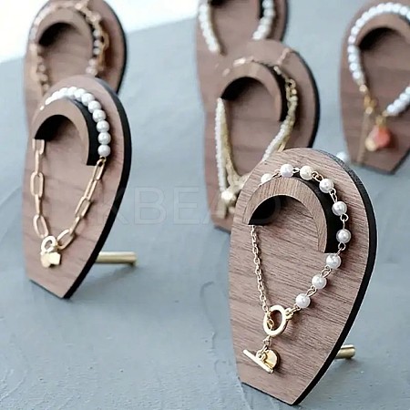 Teardrop Shape Wood Slant Back Single Bracelet Display Stands LS-ODIS-K004-05-1