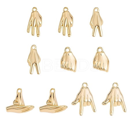 10Pcs 5 Style Brass Charms KK-SZ0006-22-1