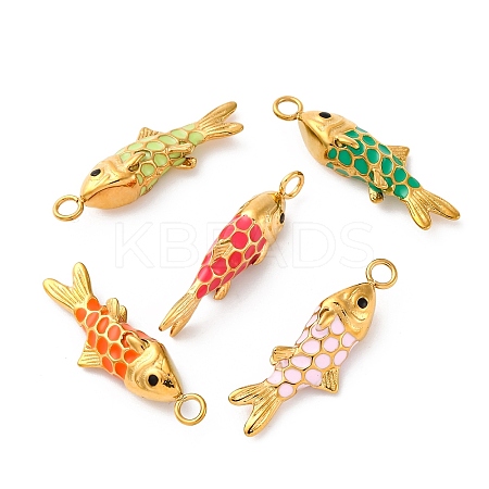 304 Stainless Steel Enamel Pendants STAS-I331-07G-1