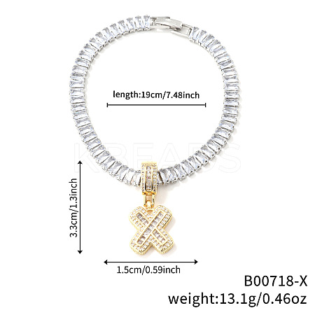 Fashionable Brass Micro Pave Clear Cubic Zirconia Charm Bracelets AF9298-24-1