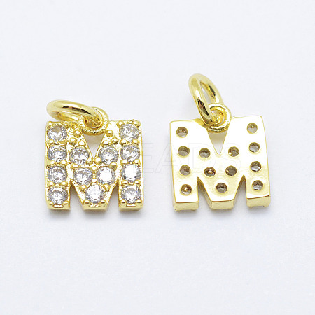 Brass Micro Pave Grade AAA Cubic Zirconia Charms X-ZIRC-P067-11G-M-NR-1