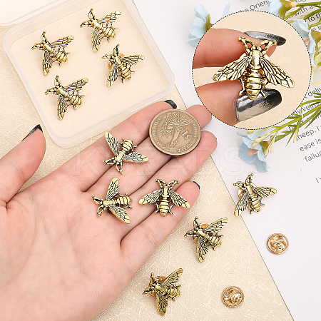 12Pcs Alloy Bees Lapel Pin JEWB-CA0001-36AG-1